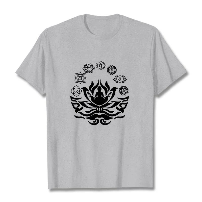 Buddha Stones OM Symbol Sanskrit Mantras Buddha Lotus Flower Design Tee T-shirt