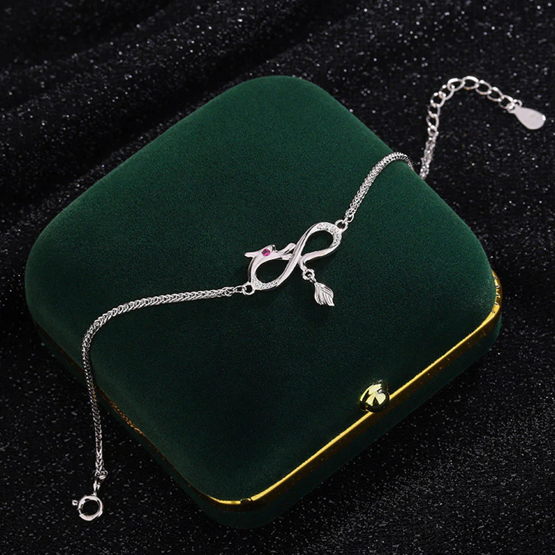 Buddha Stones Year Of The Dragon 999 Sterling Silver Zircon Endless Knot Tail Charm Luck Protection Bracelet (Extra 30% Off | USE CODE: FS30)