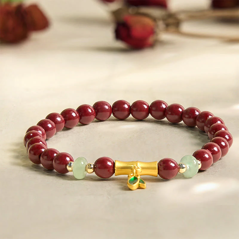 Buddha Stones Cinnabar Bamboo Concentration Bracelet