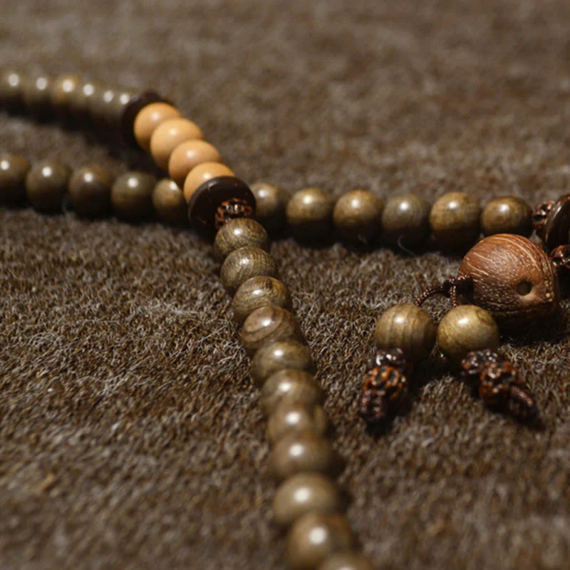 Buddha Stones Tibetan Sandalwood Protection Charm Mala Bracelet