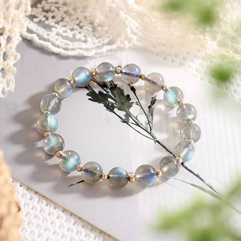 Buddha Stones 14k Gold Plated Natural Moonstone Healing Love Bracelet