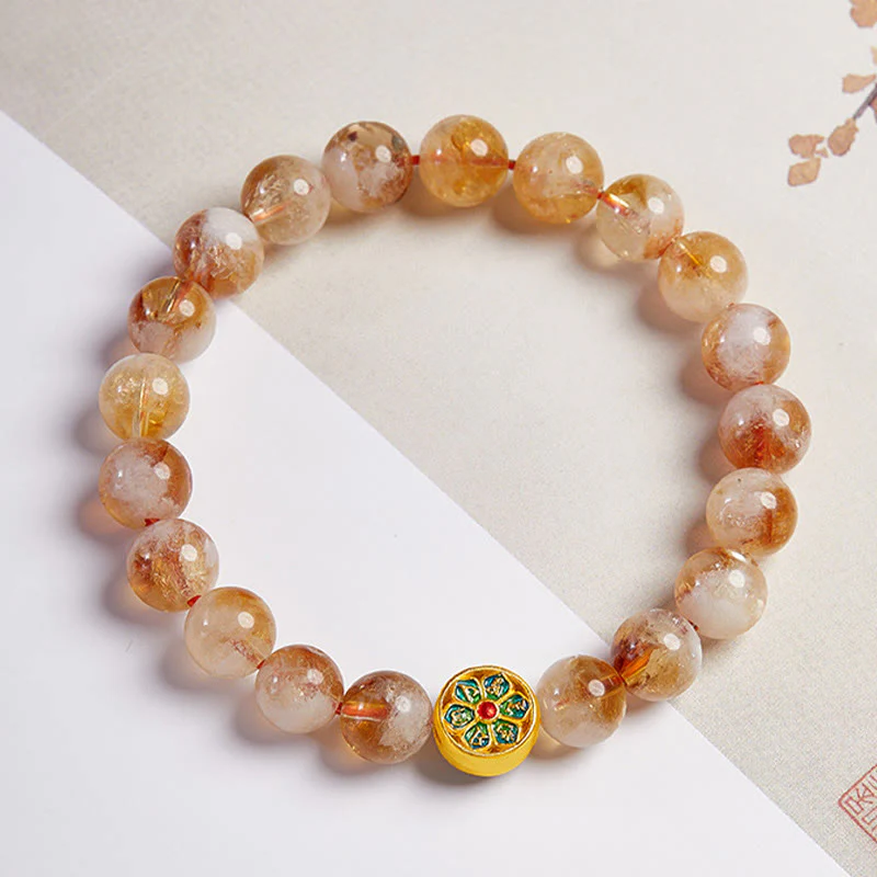 Buddha Stones 999 Sterling Silver Om Mani Padme Hum Citrine Protection Bracelet