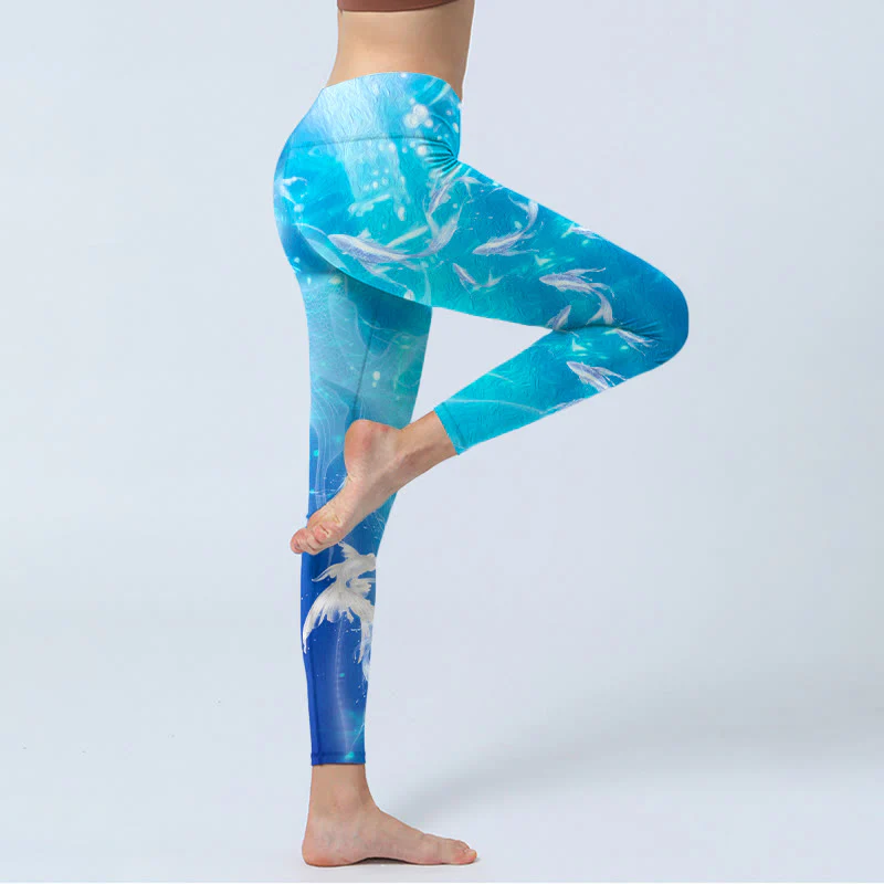 Buddha Stones Fish In The Ocean Print Gym Leggings Women's Yoga Pants