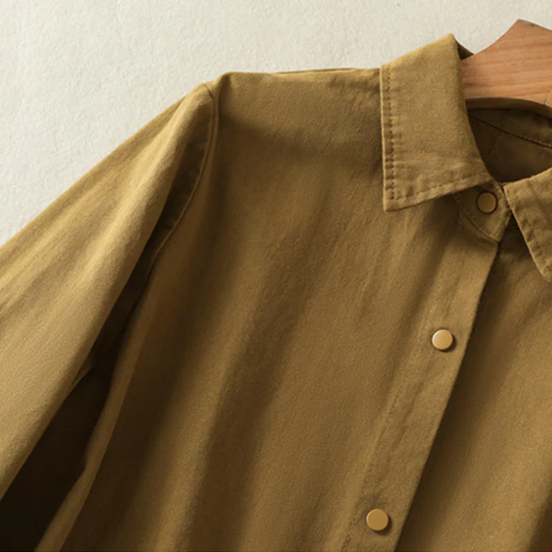 Buddha Stones Plain Button Design Stand Collar Women's Cotton Jacket