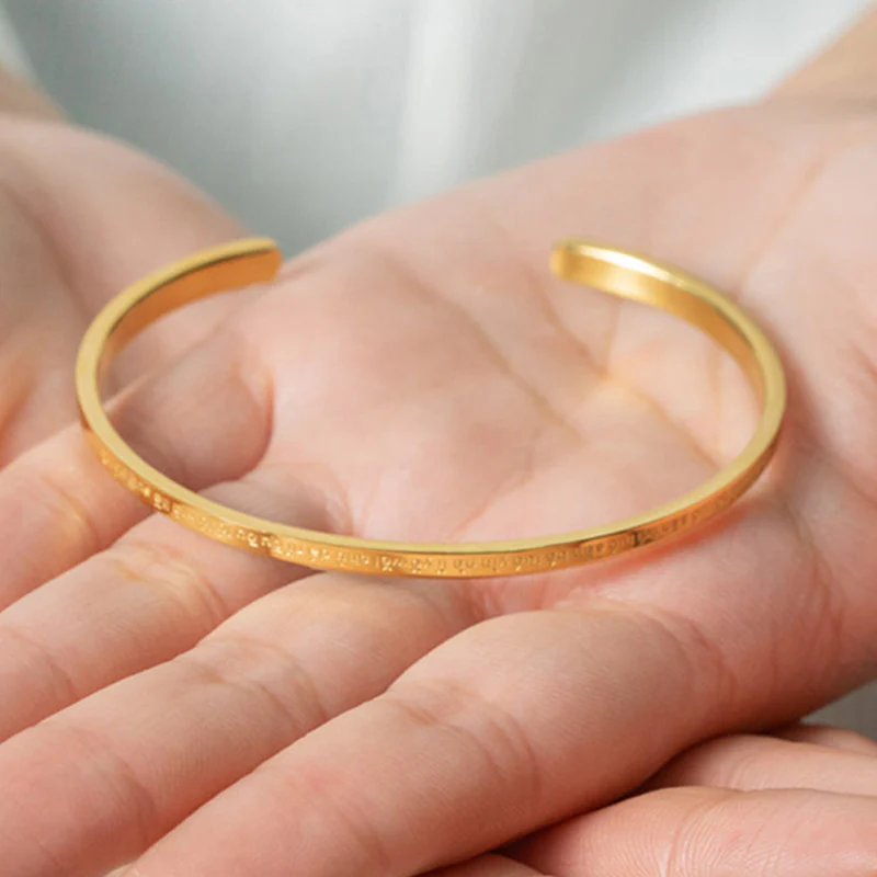 Buddha Stones Six True Words Engraving Titanium Steel Blessing Protection Bracelet