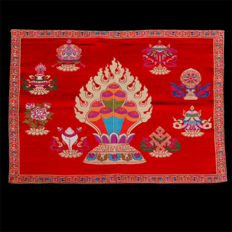 Buddha Stones Prayer Altar Mat Healing Meditation 8 Auspicious Symbols Mat