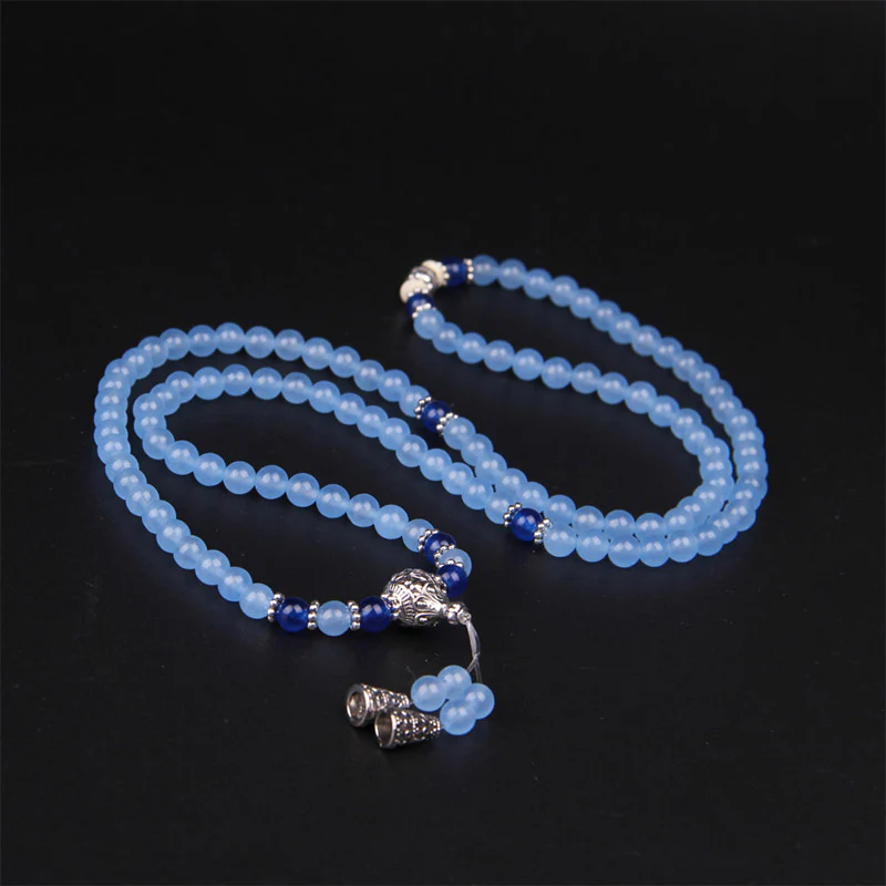 Buddha Stones 108 Beads Blue Crystal Healing Bracelet Mala