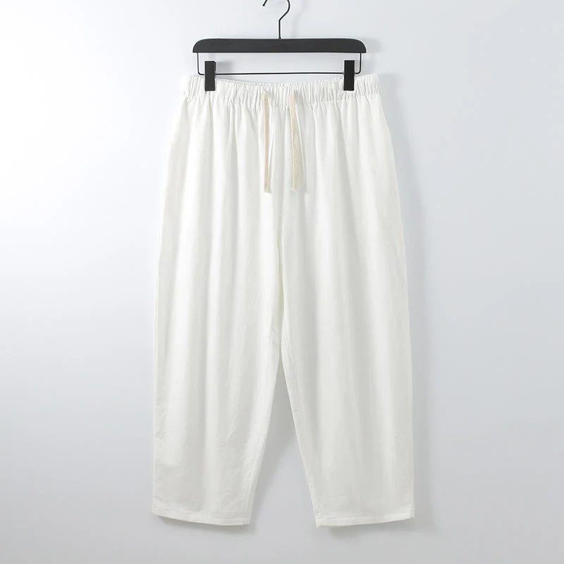 Buddha Stones 2Pcs Cotton Kimono Ankle-Length Pants Men's Meditation Cloth Set