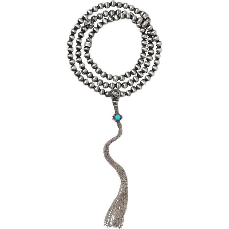 Buddha Stones 108 Mala Beads 925 Sterling Silver Red Agate Turquoise Confidence Charm Bracelet