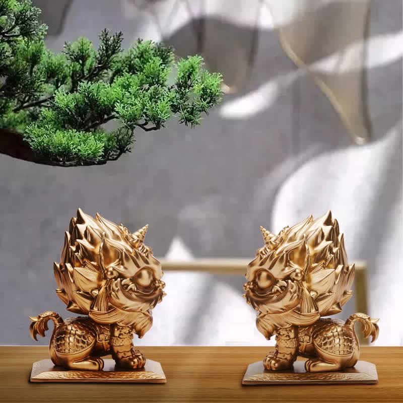 Buddha Stones Lion Statue Strength Resin Home Office Decoration