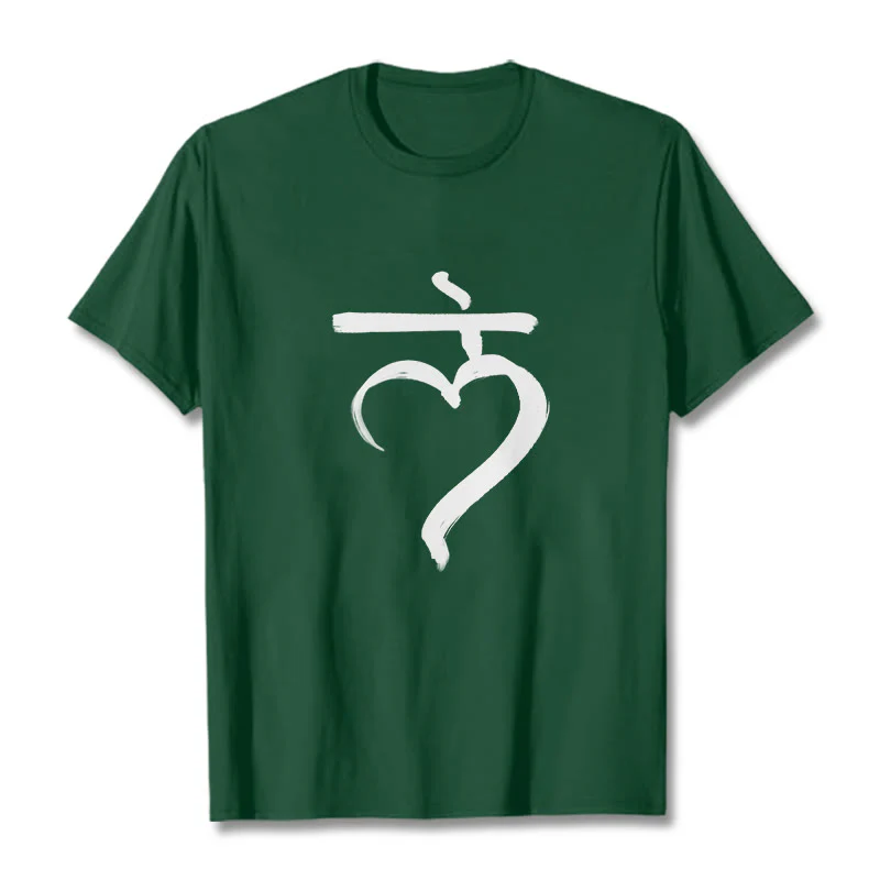 Buddha Stones Casual Lam Mantra Sanskrit Cotton Tee T-shirt