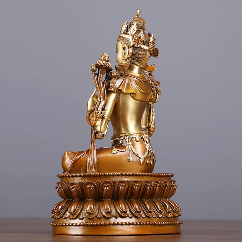 Buddha Stones Bodhisattva Green Tara Figurine Protection Brass Copper Statue Home Offering Decoration