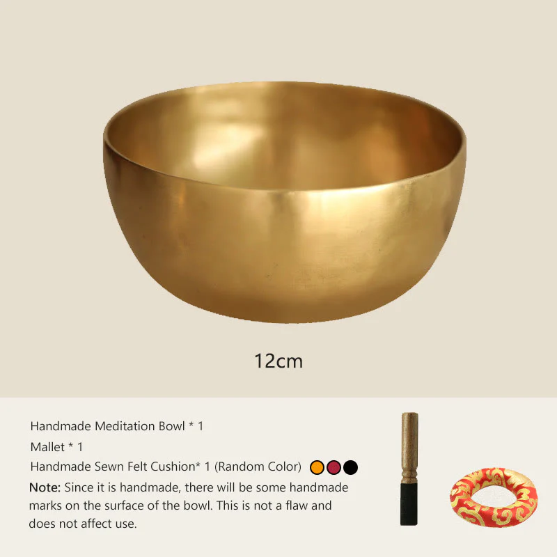 Buddha Stones Handmade Nepal Golden Singing Bowl Simple Design for Healing and Meditation Sound Bowl Set
