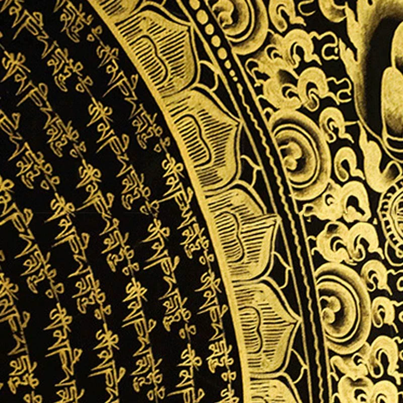 Buddha Stones Tibetan Thangka Painting Om Mani Padme Hum Dragon Phoenix Scripture Handmade Decoration(Random Style)