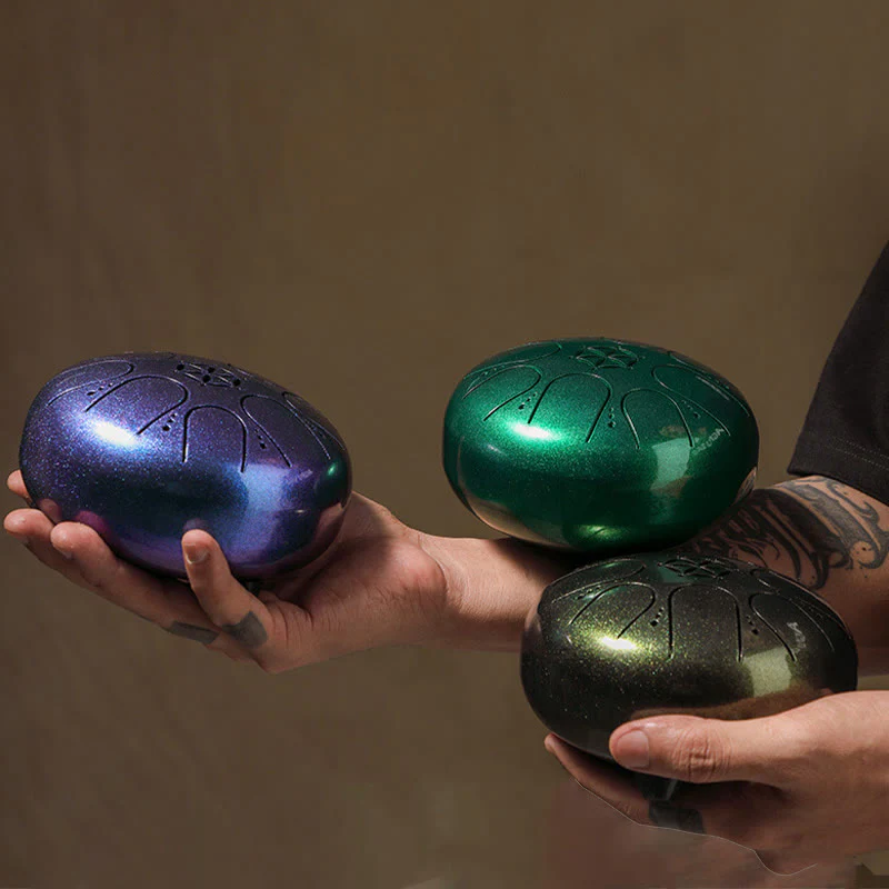 Buddha Stones Steel Tongue Drum Sound Healing Meditation Yoga Drum Kit 8 Note 5 Inch With Carry Bag