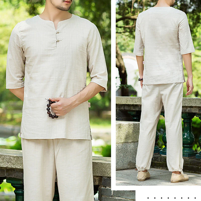 Buddha Stones Meditation Prayer Spiritual Zen Practice Uniform Clothing Men's Set