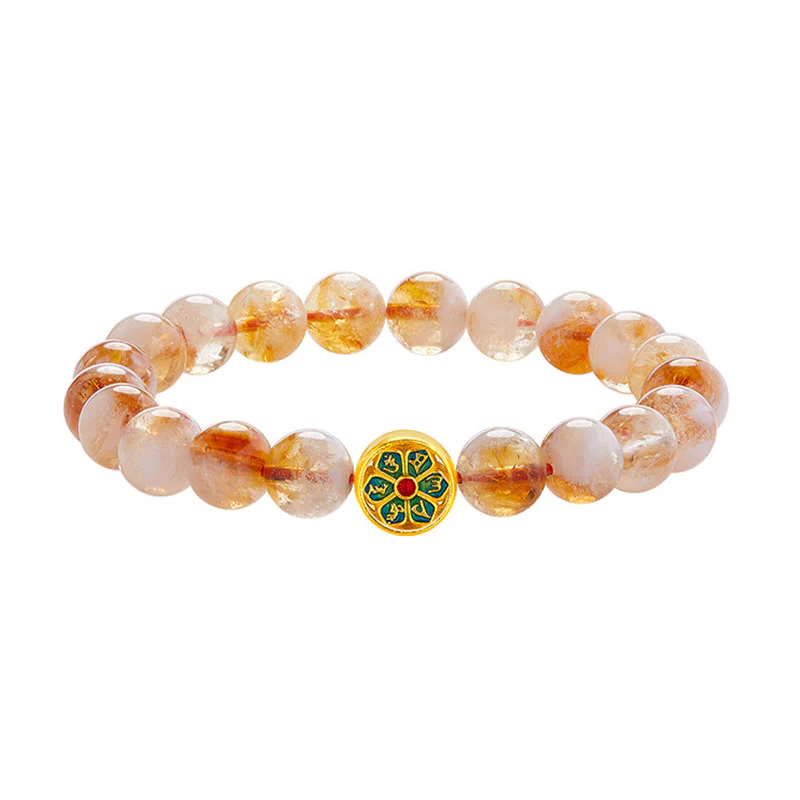 Buddha Stones 999 Sterling Silver Om Mani Padme Hum Citrine Protection Bracelet
