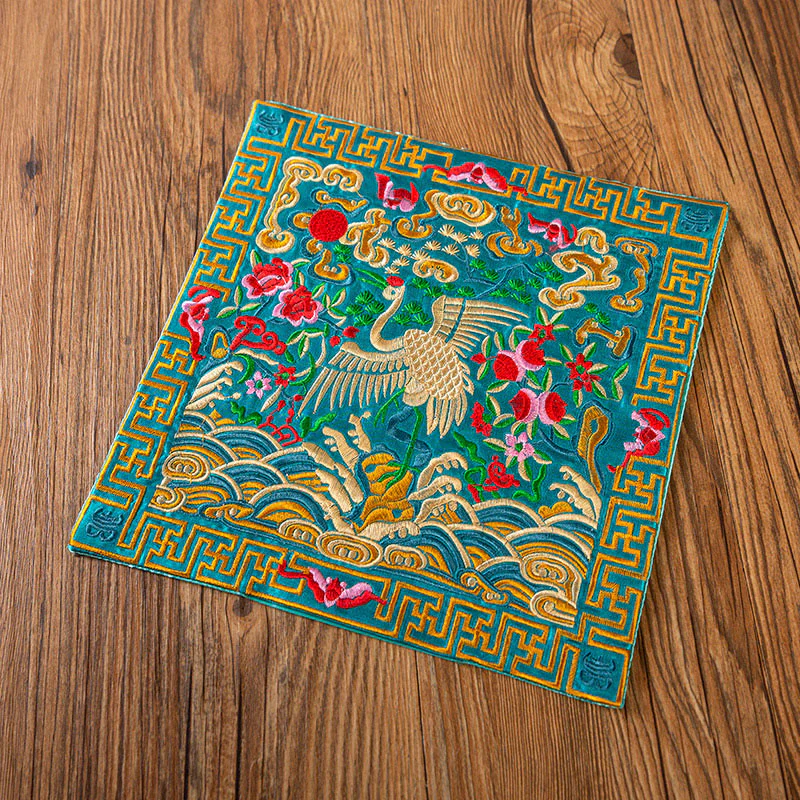 Buddha Stones Phoenix Dragon Kirin Embroidery Cup Mat Pad Tea Cup Coaster Kung Fu Tea Mat