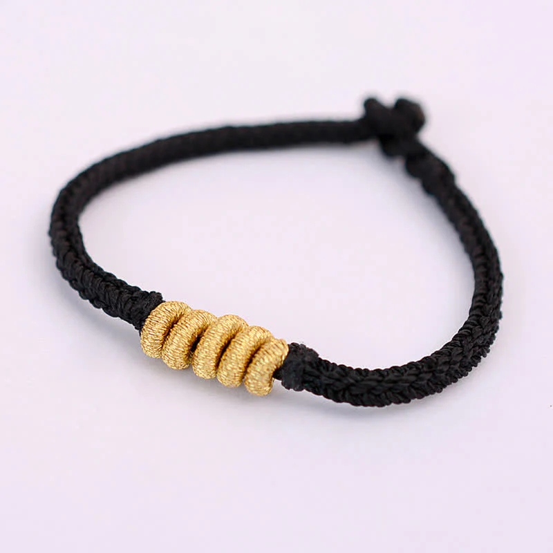 Buddha Stones Handmade Simple Design Chinese Knotting Luck Strength Braid String Bracelet