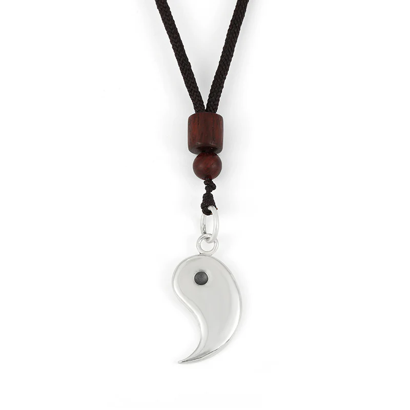 Buddha Stones 990 Sterling Silver Yin Yang Balance Harmony Necklace Pendant