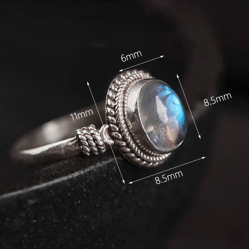 Buddha Stones 925 Sterling Silver Natural Moonstone Positive Ring