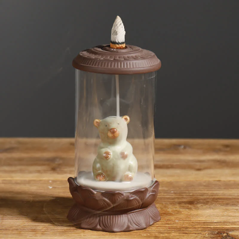 Buddha Stones Meditation Wukong Monkey King Purple Clay Windshield Lotus Backflow Smoke Fountain Incense Burner Decoration