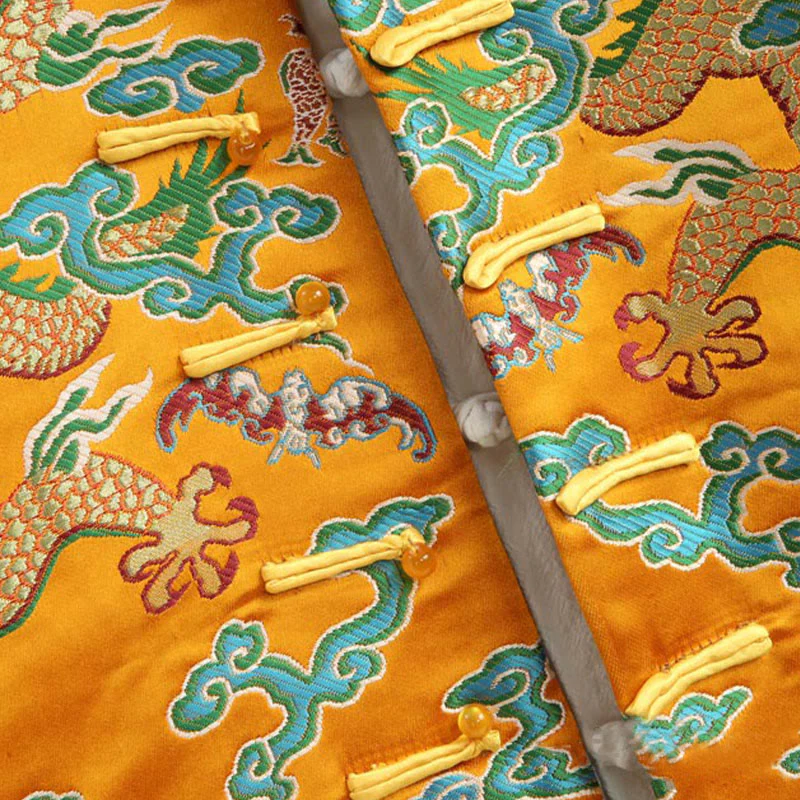 Buddha Stones Chinese New Year Dragon Embroidery Auspicious Clouds Frog-button Tang Suit Men's Jacket Shirt