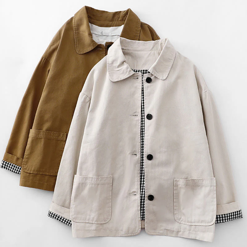 Buddha Stones Commute Patchwork Design Cotton Women's Jacket With Pockets