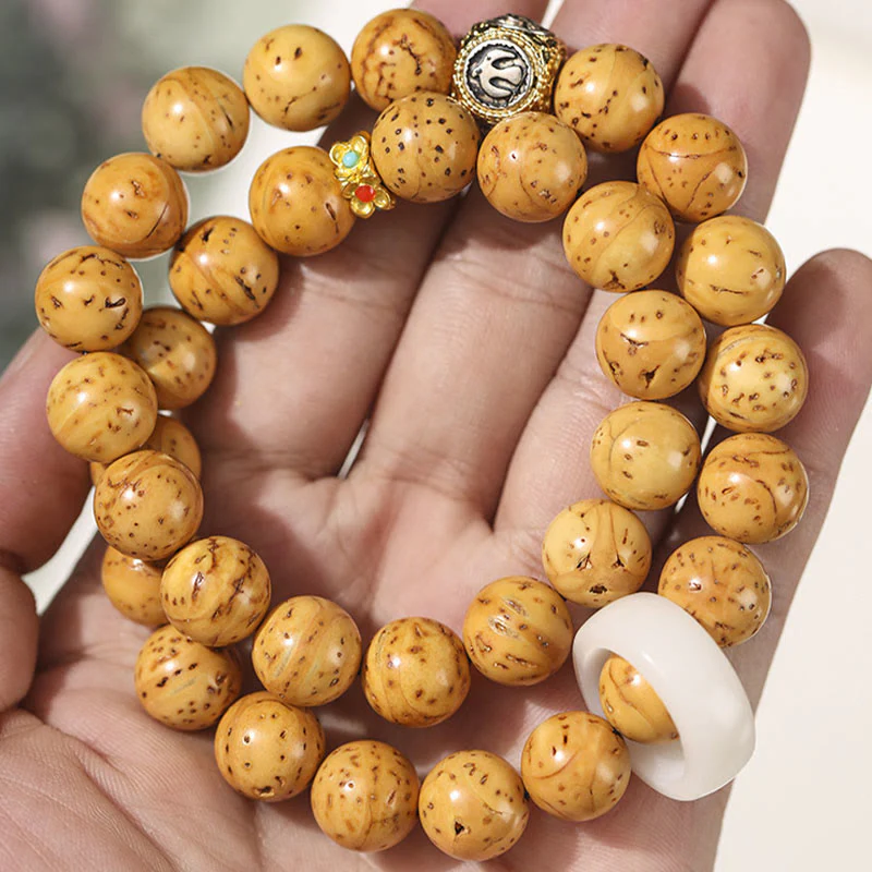 Buddha Stones Tibetan Natural Purple Gold Rat Bodhi Seed Wealth Double Wrap Bracelet