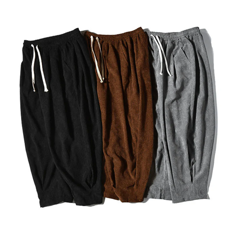 Buddha Stones Casual Plain Cotton Bloomer Men's Pants With Pockets