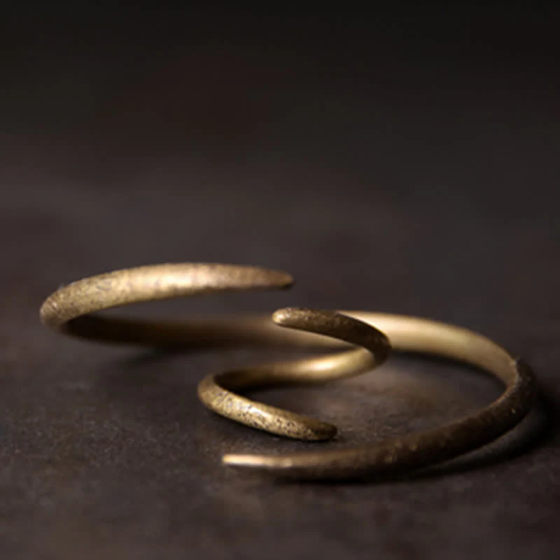 Buddha Stones Simple Design Copper Luck Adjustable Cuff Bracelet