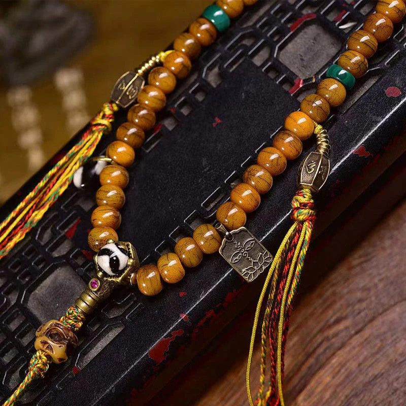 Buddha Stones Tibetan 108 Beads Bone Beads Dzi Bead Keep Away Evil Spirits Mala