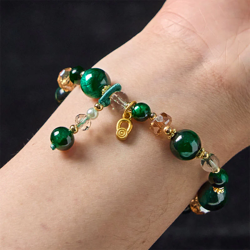 Buddha Stones Natural Red Tiger Eye Green Tiger Eye Beads Weight Balance Bracelet