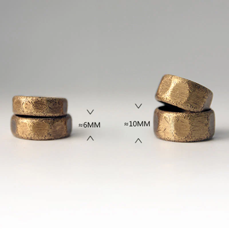 Buddha Stones Tibetan Simple Design Copper Brass Frosted Wealth Ring