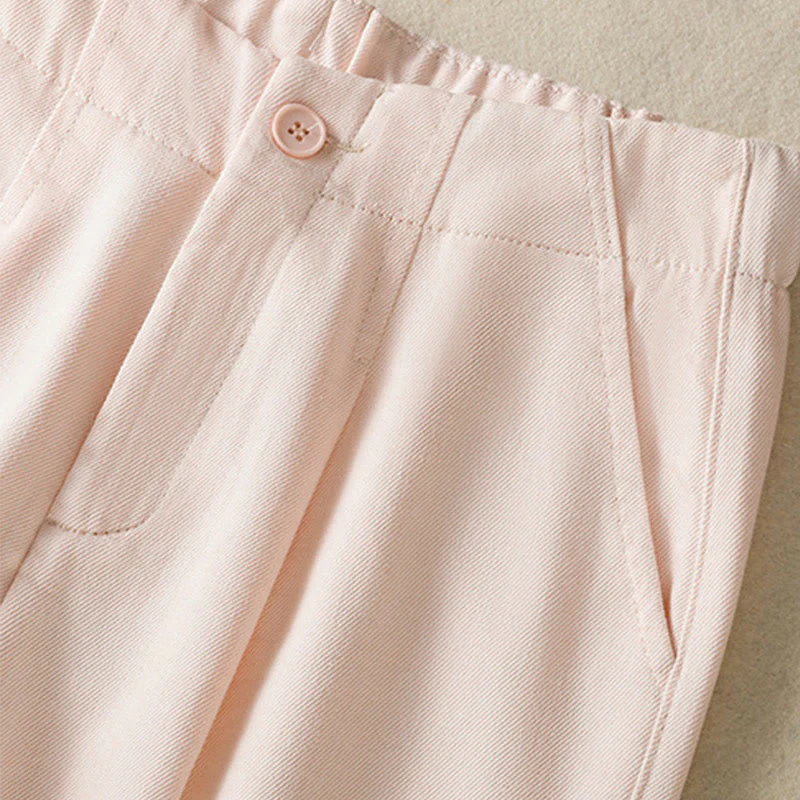 Buddha Stones Casual Lace Patchwork Design High Waist Women's Wide Leg Ankle-Length Pants With Pockets Zipper