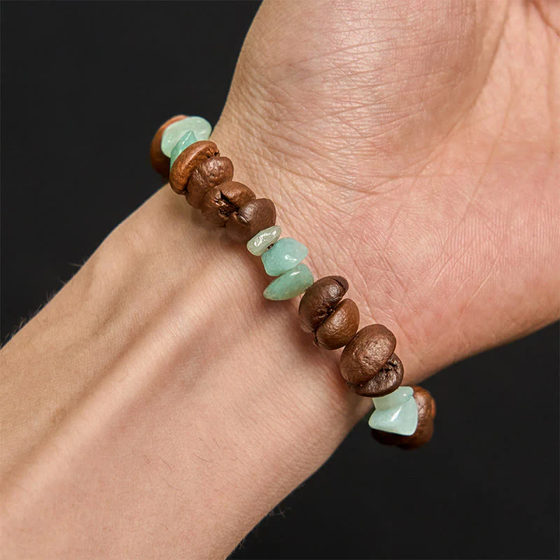 Buddha Stones Handmade Natural Coffee Beans Amethyst Citrine Amazonite Irregular Crystal Bracelet