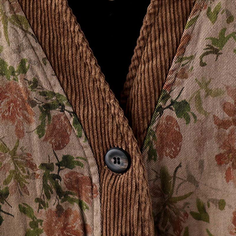 Buddha Stones Flower Jacquard Women's Cotton Padded Jacket