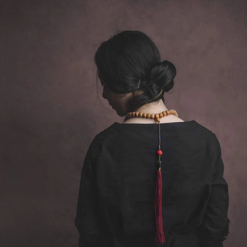 Buddha Stones 108 Mala Beads Bodhi Seed Dzi Bead Peace Tassel Bracelet