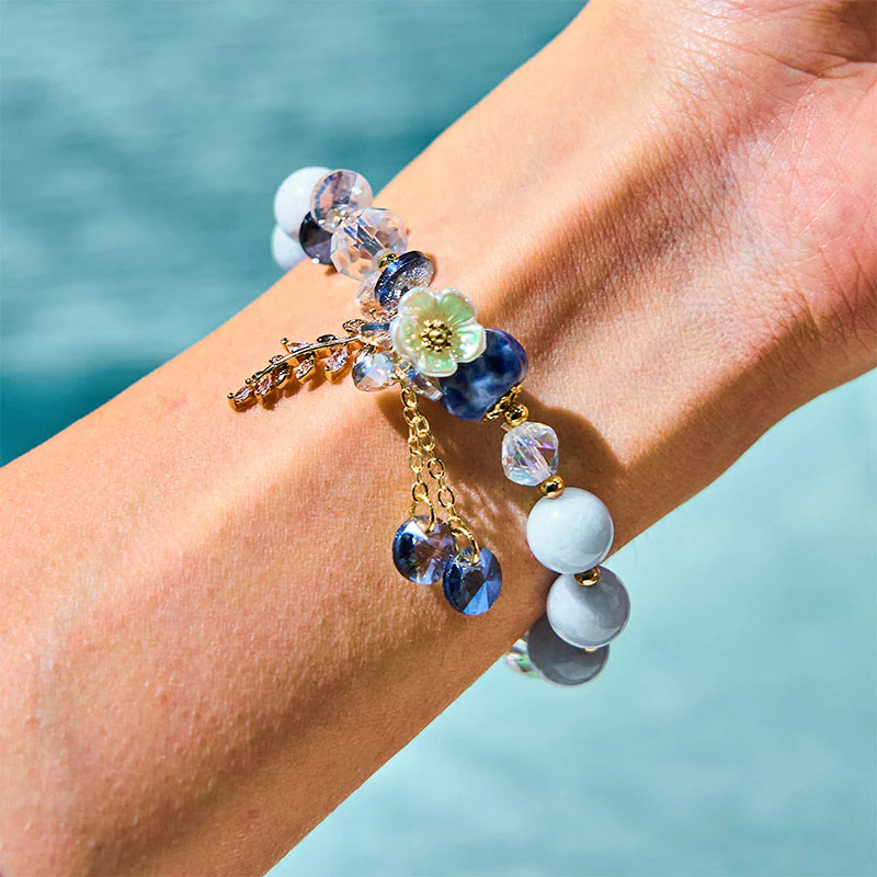 Buddha Stones Blue Crystal Amethyst Sun Stone Green Aventurine Healing Bracelet