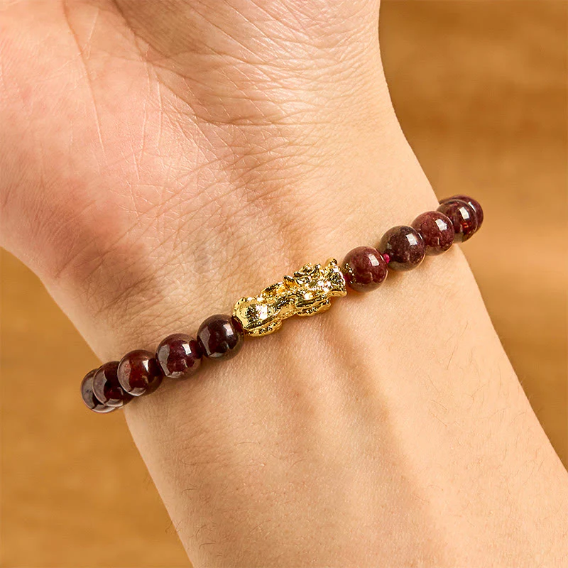 Buddha Stones Natural Garnet Beads PiXiu Protection Bracelet