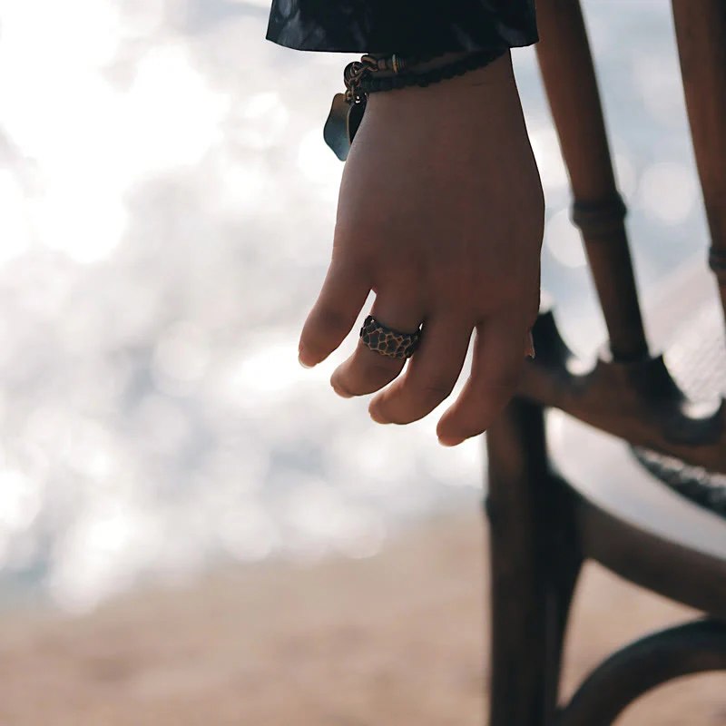 Buddha Stones Tibetan Bump Texture Design Copper Brass Luck Ring