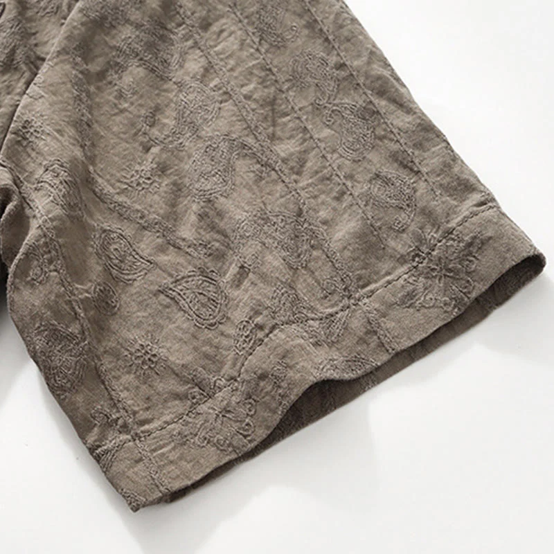 Buddha Stones Commute Plain Buttons Men's Short Sleeve Shirt With Pockets