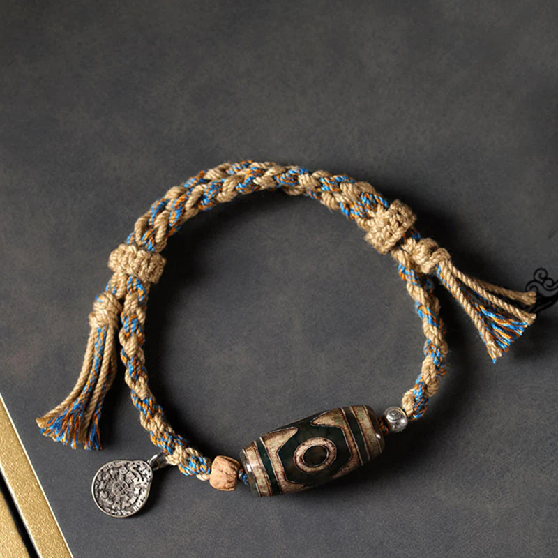 Buddha Stones Tibetan Dzi Bead Wealth  Protection Braided Bracelet