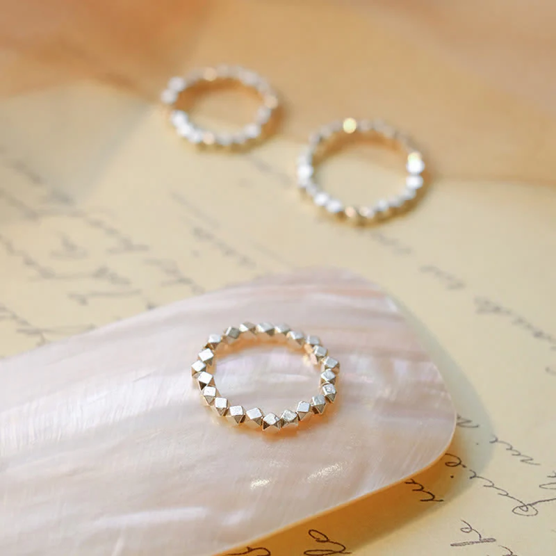 Buddha Stones 925 Sterling Silver Beaded Blessing Ring