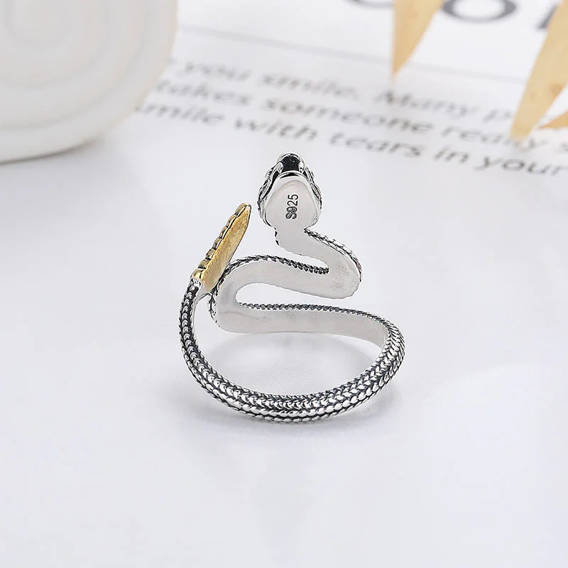 Buddha Stones 925 Sterling Silver Year Of The Snake Calm Balance Adjustable Ring