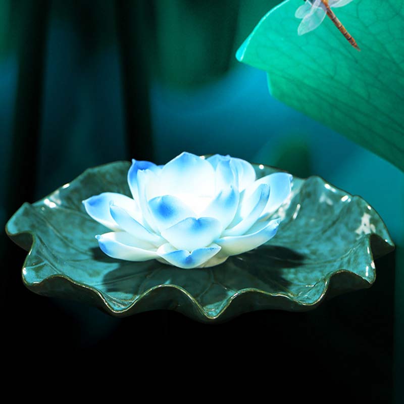 Buddha Stones Tibetan Lotus Blessing Incense Burner Decoration