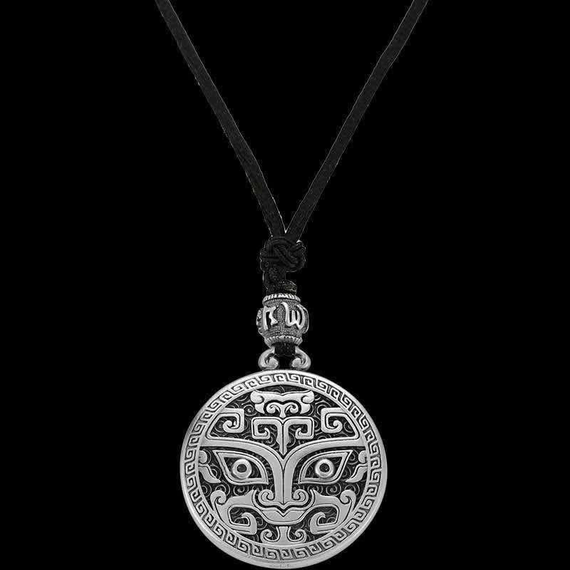 Buddha Stones Lucky FengShui Mythological Creature Taotie Wealth Necklace Pendant