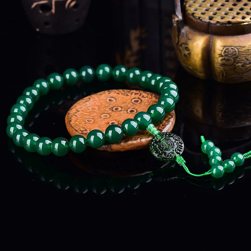 Buddha Stones Natural Green Agate Wrist Mala Manifestation Pocket Mala Car Decoration