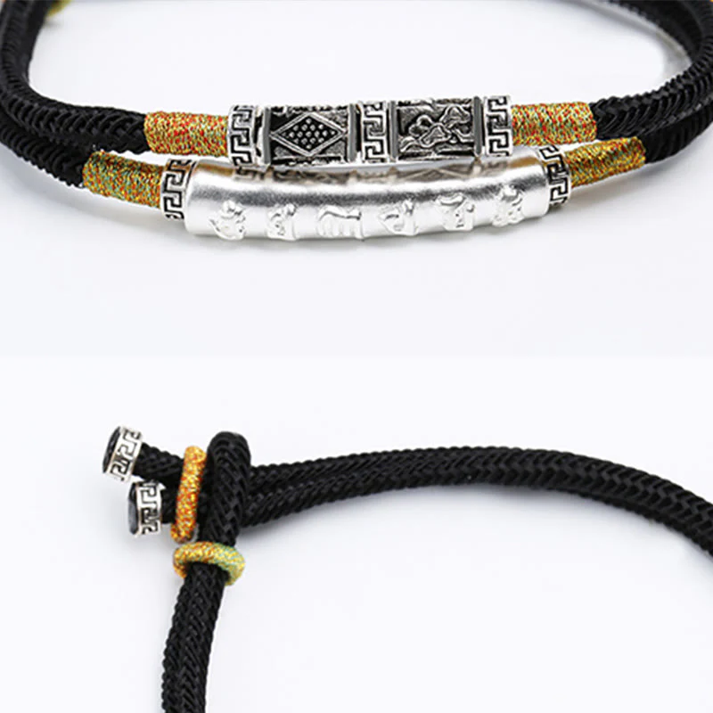 Buddha Stones 999 Sterling Silver Handmade Om Mani Padme Hum Peace Braided Bracelet