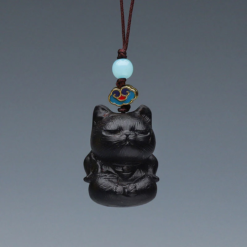 Buddha Stones Green Sandalwood Mini Cute Animal Rabbit Cat Deer Whale Prosperity Phone Hanging Decorations